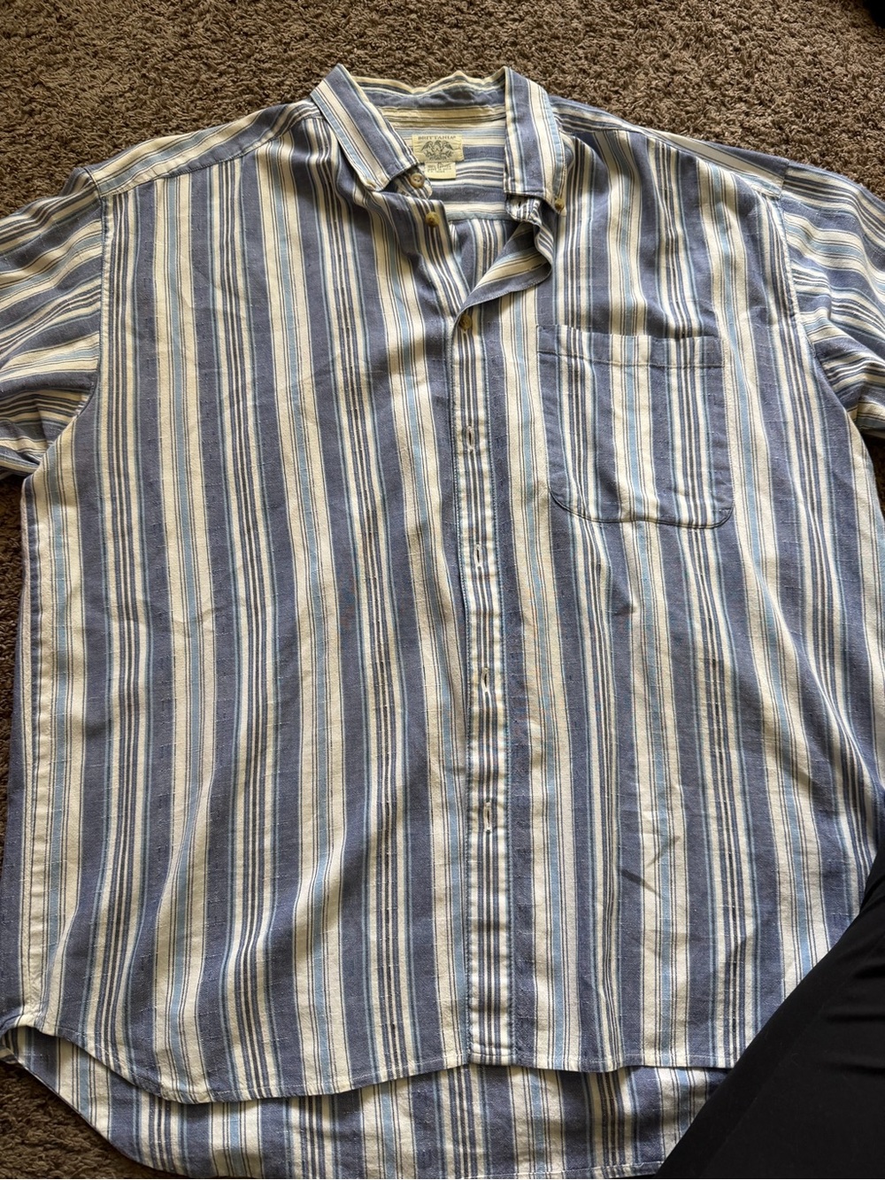 Casual Blue & White Striped Button-Down Shirt